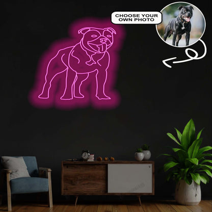 Custom Staffordshire bull terrier Neon Sign with Your Dog's Photo - Personalized Pet Name Art - Unique Home Decor & Gift for Dog Lovers - Pet-Themed Lighting