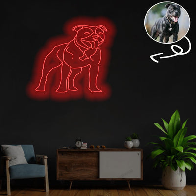 Custom Staffordshire bull terrier Neon Sign with Your Dog's Photo - Personalized Pet Name Art - Unique Home Decor & Gift for Dog Lovers - Pet-Themed Lighting