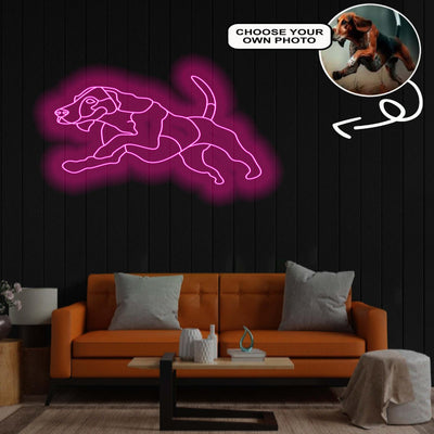 Custom Treeing Walker Coonhound Neon Sign with Your Dog's Photo - Personalized Pet Name Art - Unique Home Decor & Gift for Dog Lovers - Pet-Themed Lighting