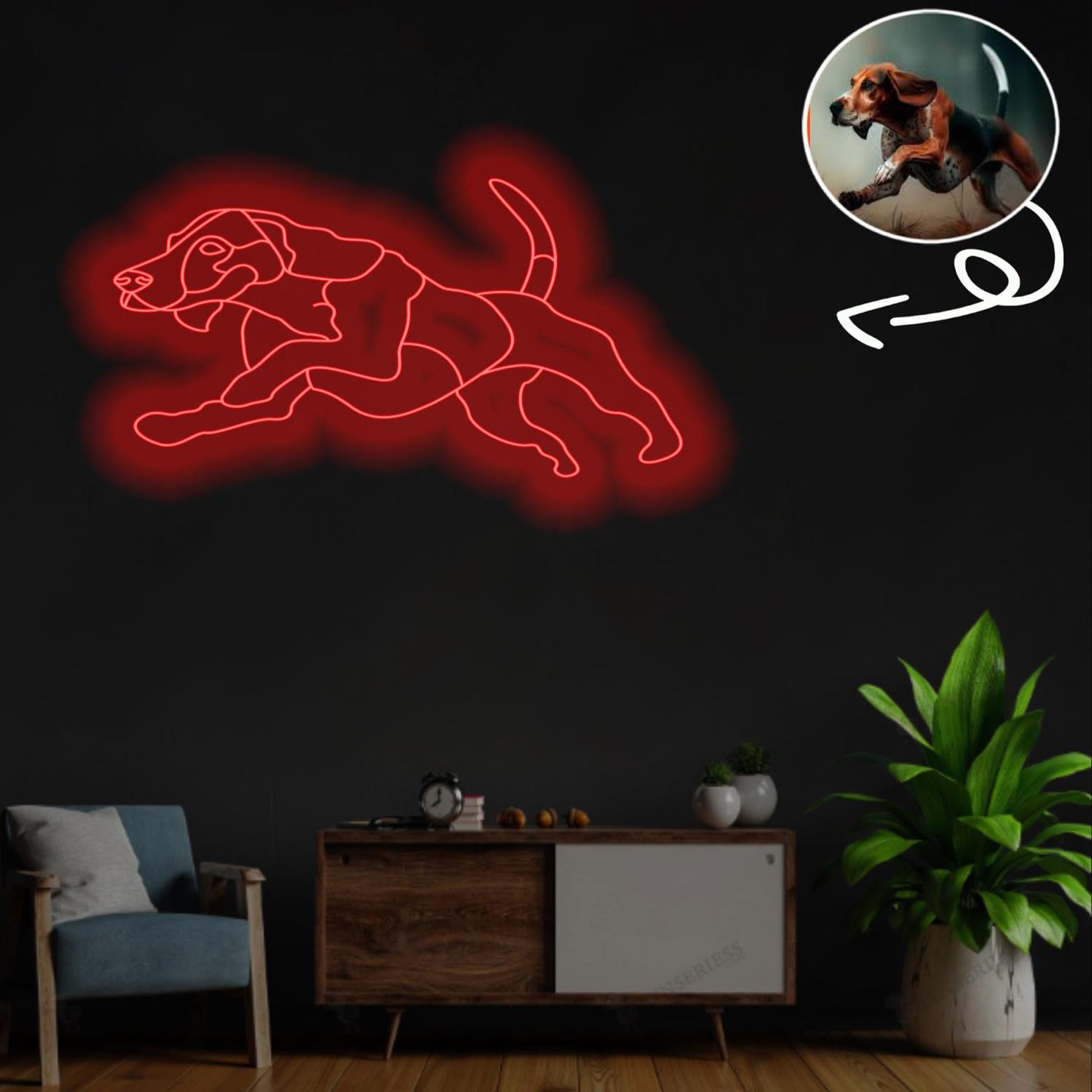Custom Treeing Walker Coonhound Neon Sign with Your Dog's Photo - Personalized Pet Name Art - Unique Home Decor & Gift for Dog Lovers - Pet-Themed Lighting