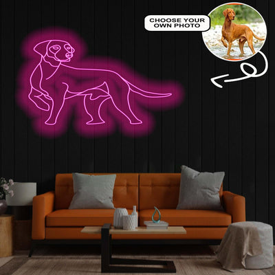 Custom Vizsla Neon Sign with Your Dog's Photo - Personalized Pet Name Art - Unique Home Decor & Gift for Dog Lovers - Pet-Themed Lighting