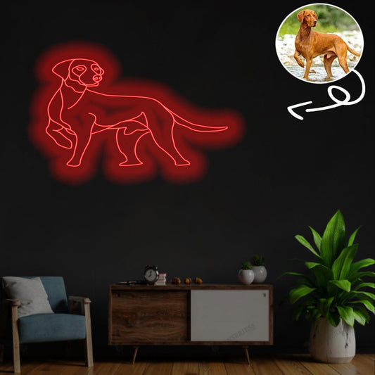 Custom Vizsla Neon Sign with Your Dog's Photo - Personalized Pet Name Art - Unique Home Decor & Gift for Dog Lovers - Pet-Themed Lighting