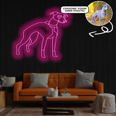 Custom Whippet Neon Sign with Your Dog's Photo - Personalized Pet Name Art - Unique Home Decor & Gift for Dog Lovers - Pet-Themed Lighting