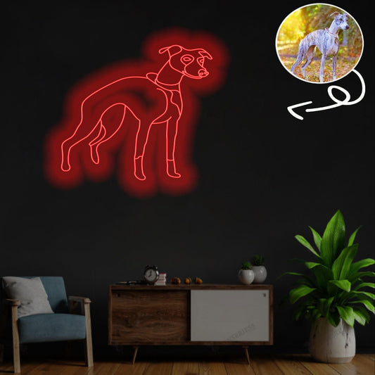Custom Whippet Neon Sign with Your Dog's Photo - Personalized Pet Name Art - Unique Home Decor & Gift for Dog Lovers - Pet-Themed Lighting