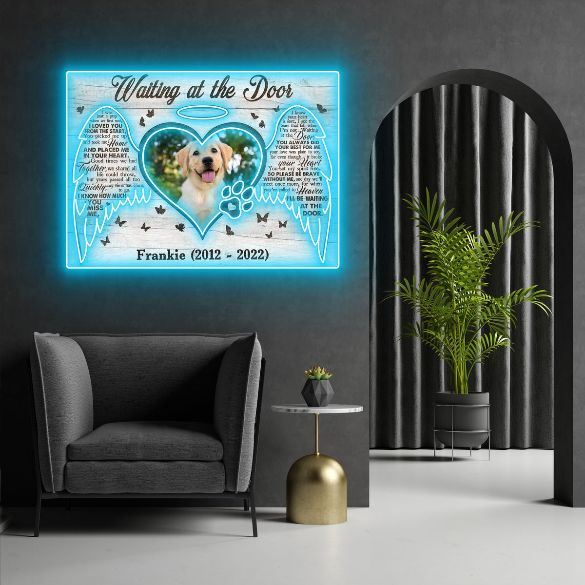 Dog Waiting At The Door Gift Pet Memorial Personalized Led Neon Signs Acrylic Artwork