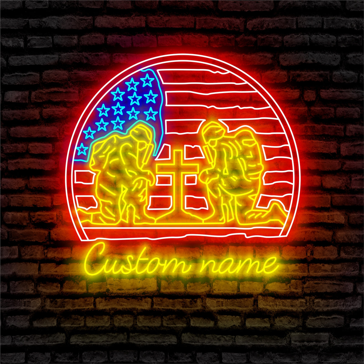 Fallen Soldier Neon Sign - Personalized Name Fallen Soldier Neon Sign - Gift Idea for Veterans Day