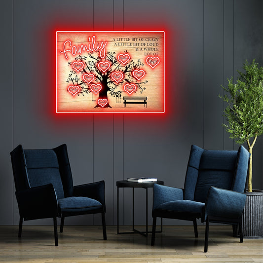 Family Tree Personalized Names Led Neon Signs Acrylic Artwork, Gift For Parents, Grandparents