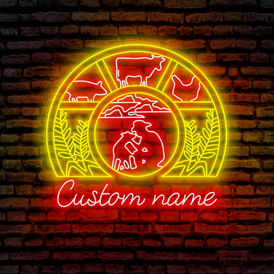 Farmer Neon Sign - Personalized Name Farmer Led Neon Sign - Gift Idea for Farmer