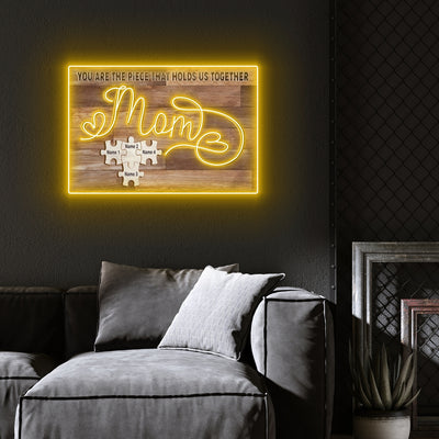 For Mom Puzzle You Are The Piece Meaningful Mother Personalized Led Neon Signs Acrylic Artwork