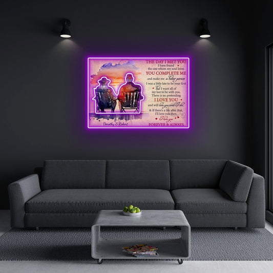 Gift For Couple The Day I Met You Led Neon Signs Acrylic Artwork