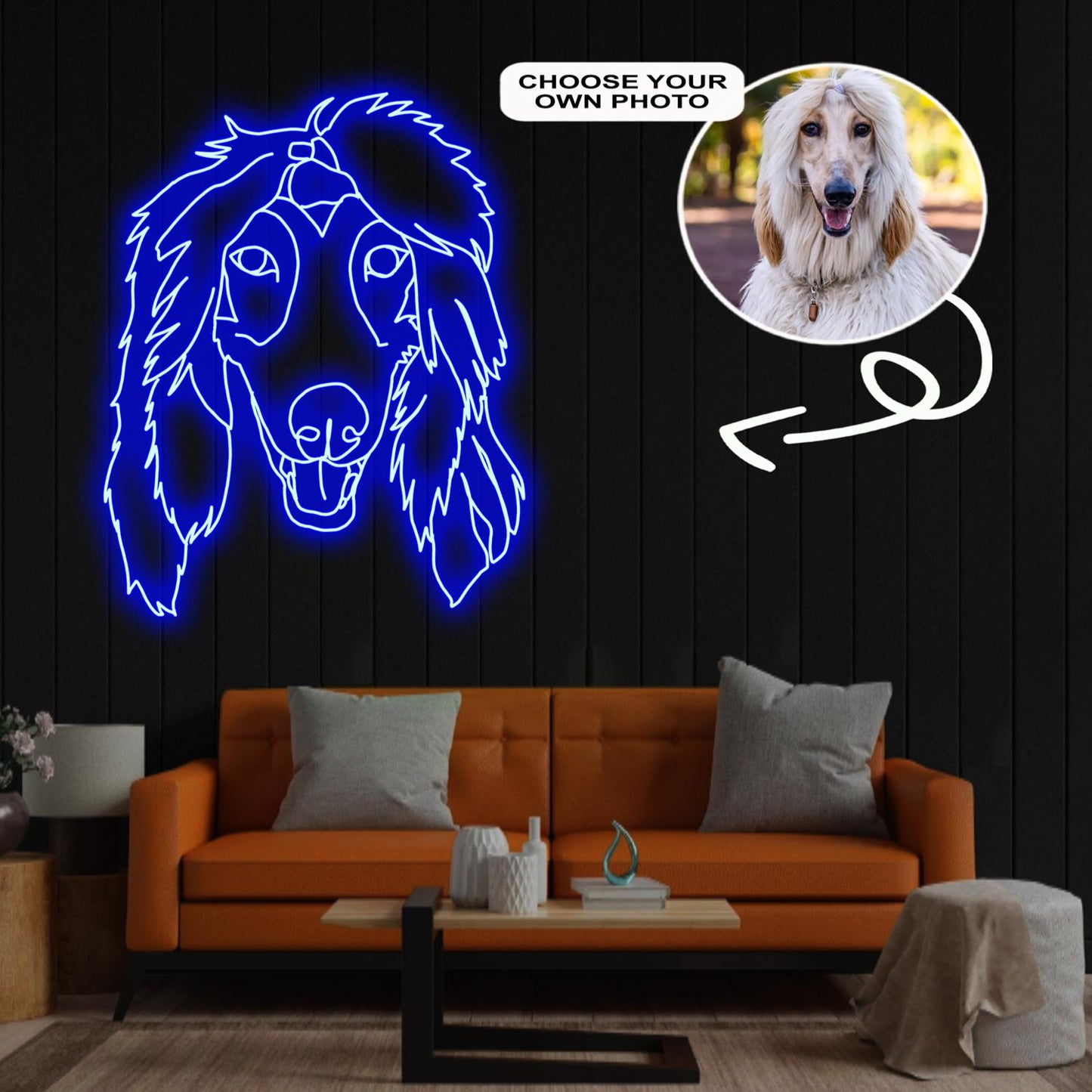 Custom Afghan hound Neon Sign with Your Dog's Photo - Personalized Pet Name Art - Unique Home Decor & Gift for Dog Lovers - Pet-Themed Lighting