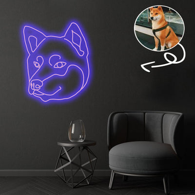 Custom Akita Neon Sign with Your Dog's Photo - Personalized Pet Name Art - Unique Home Decor & Gift for Dog Lovers - Pet-Themed Lighting