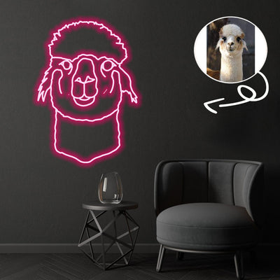 Custom Alpaca Neon Sign with Your Dog's Photo - Personalized Pet Name Art - Unique Home Decor & Gift for Dog Lovers - Pet-Themed Lighting