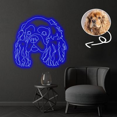 Custom American Cocker Spaniel Neon Sign with Your Dog's Photo - Personalized Pet Name Art - Unique Home Decor & Gift for Dog Lovers - Pet-Themed Lighting