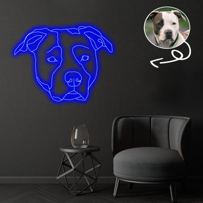 Custom American pit bull terrier Neon Sign with Your Dog's Photo - Personalized Pet Name Art - Unique Home Decor & Gift for Dog Lovers - Pet-Themed Lighting