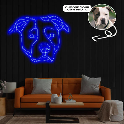 Custom American pit bull terrier Neon Sign with Your Dog's Photo - Personalized Pet Name Art - Unique Home Decor & Gift for Dog Lovers - Pet-Themed Lighting