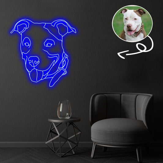 Custom American Pitbull Neon Sign with Your Dog's Photo - Personalized Pet Name Art - Unique Home Decor & Gift for Dog Lovers - Pet-Themed Lighting