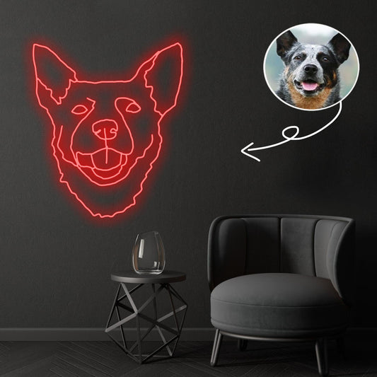 Custom Australian cattle Neon Sign with Your Dog's Photo - Personalized Pet Name Art - Unique Home Decor & Gift for Dog Lovers - Pet-Themed Lighting