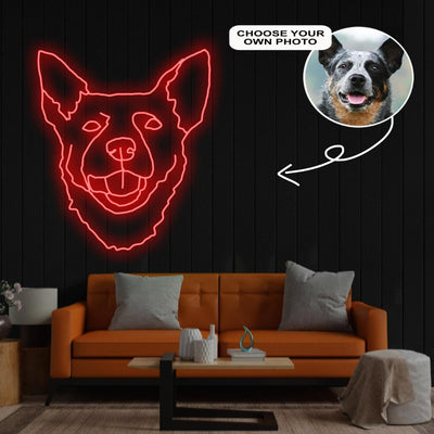 Custom Australian cattle Neon Sign with Your Dog's Photo - Personalized Pet Name Art - Unique Home Decor & Gift for Dog Lovers - Pet-Themed Lighting