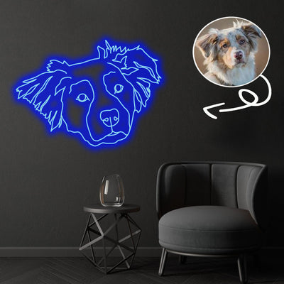 Custom Australian shepherd Neon Sign with Your Dog's Photo - Personalized Pet Name Art - Unique Home Decor & Gift for Dog Lovers - Pet-Themed Lighting