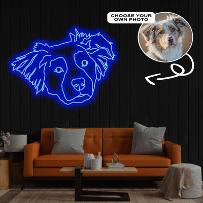 Custom Australian shepherd Neon Sign with Your Dog's Photo - Personalized Pet Name Art - Unique Home Decor & Gift for Dog Lovers - Pet-Themed Lighting