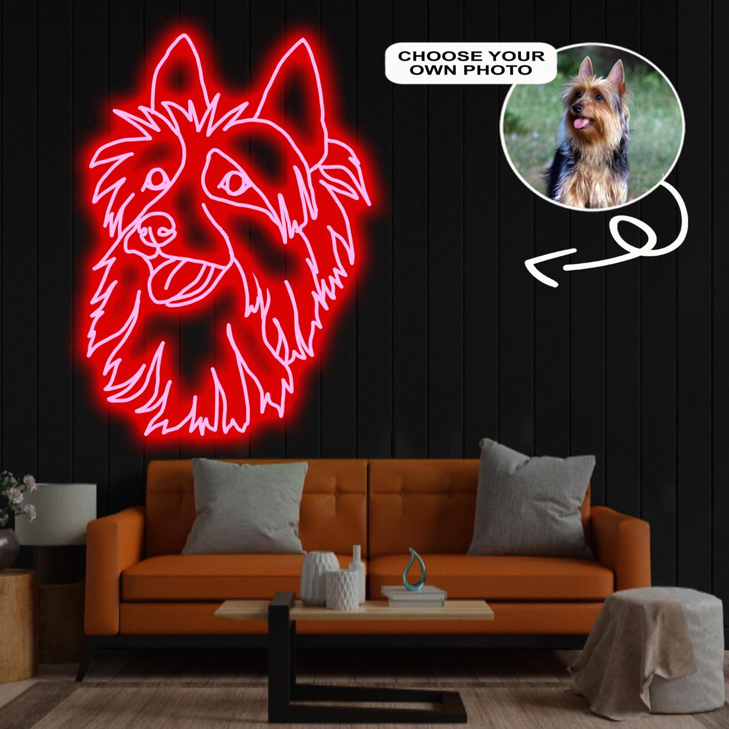 Custom Australian silky terrier Neon Sign with Your Dog's Photo - Personalized Pet Name Art - Unique Home Decor & Gift for Dog Lovers - Pet-Themed Lighting