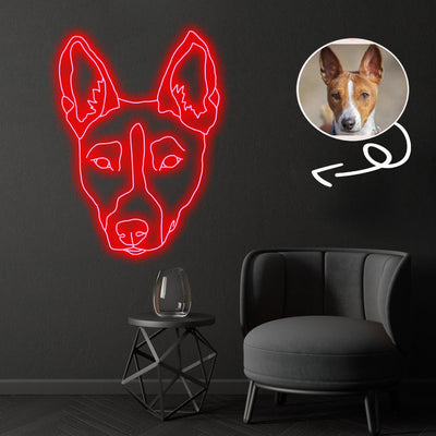 Custom Basenji Neon Sign with Your Dog's Photo - Personalized Pet Name Art - Unique Home Decor & Gift for Dog Lovers - Pet-Themed Lighting
