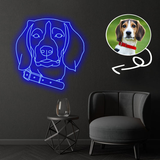 Custom Beagle Neon Sign with Your Dog's Photo - Personalized Pet Name Art - Unique Home Decor & Gift for Dog Lovers - Pet-Themed Lighting