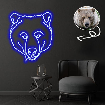 Custom Bear Neon Sign with Your Dog's Photo - Personalized Pet Name Art - Unique Home Decor & Gift for Dog Lovers - Pet-Themed Lighting