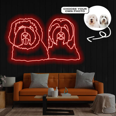 Custom Bearded collie Neon Sign with Your Dog's Photo - Personalized Pet Name Art - Unique Home Decor & Gift for Dog Lovers - Pet-Themed Lighting