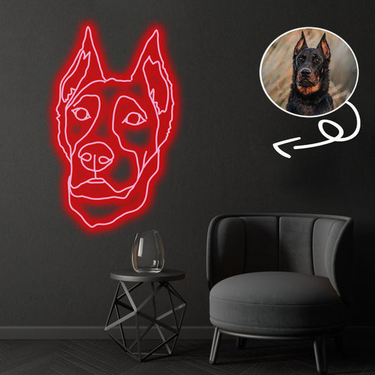 Custom Beauceron Neon Sign with Your Dog's Photo - Personalized Pet Name Art - Unique Home Decor & Gift for Dog Lovers - Pet-Themed Lighting