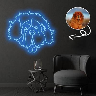 Custom Big mountain Neon Sign with Your Dog's Photo - Personalized Pet Name Art - Unique Home Decor & Gift for Dog Lovers - Pet-Themed Lighting