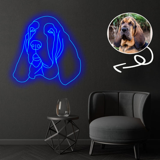 Custom Bloodhound Neon Sign with Your Dog's Photo - Personalized Pet Name Art - Unique Home Decor & Gift for Dog Lovers - Pet-Themed Lighting