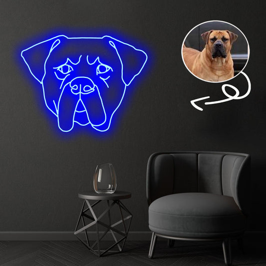 Custom Boerboel Neon Sign with Your Dog's Photo - Personalized Pet Name Art - Unique Home Decor & Gift for Dog Lovers - Pet-Themed Lighting