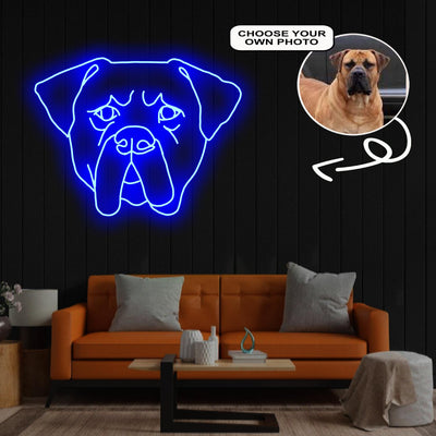 Custom Boerboel Neon Sign with Your Dog's Photo - Personalized Pet Name Art - Unique Home Decor & Gift for Dog Lovers - Pet-Themed Lighting