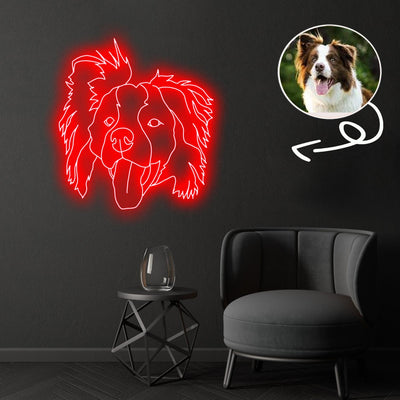 Custom Border collie Neon Sign with Your Dog's Photo - Personalized Pet Name Art - Unique Home Decor & Gift for Dog Lovers - Pet-Themed Lighting