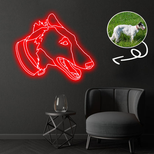 Custom Borsoi Neon Sign with Your Dog's Photo - Personalized Pet Name Art - Unique Home Decor & Gift for Dog Lovers - Pet-Themed Lighting