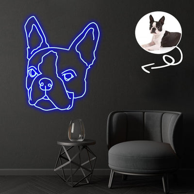 Custom Boston Terrier Neon Sign with Your Dog's Photo - Personalized Pet Name Art - Unique Home Decor & Gift for Dog Lovers - Pet-Themed Lighting