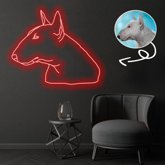 Custom Bull terrier Neon Sign with Your Dog's Photo - Personalized Pet Name Art - Unique Home Decor & Gift for Dog Lovers - Pet-Themed Lighting