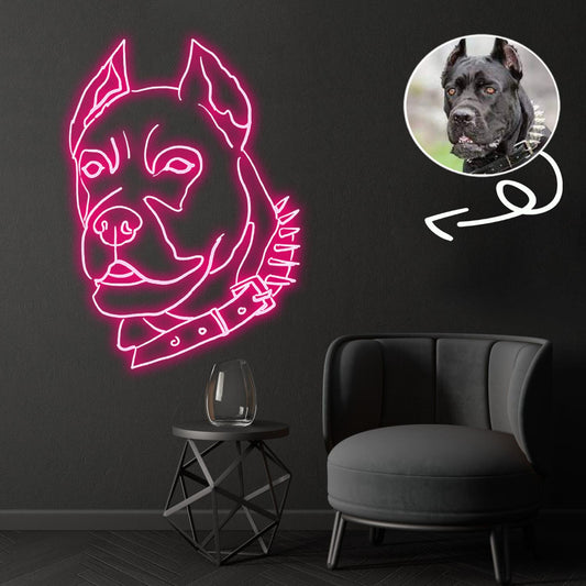 Custom Cane Corso Neon Sign with Your Dog's Photo - Personalized Pet Name Art - Unique Home Decor & Gift for Dog Lovers - Pet-Themed Lighting