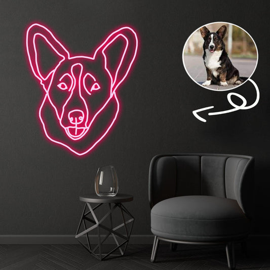 Custom Cardigan Welsh Corgi Neon Sign with Your Dog's Photo - Personalized Pet Name Art - Unique Home Decor & Gift for Dog Lovers - Pet-Themed Lighting