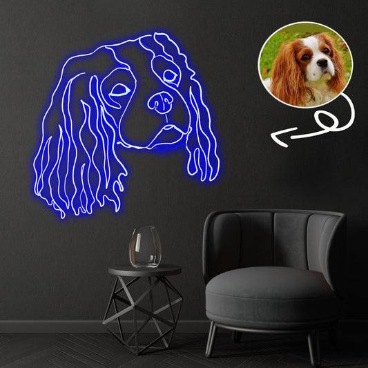 Custom Cavalier King Charles Spaniel Neon Sign with Your Dog's Photo - Personalized Pet Name Art - Unique Home Decor & Gift for Dog Lovers - Pet-Themed Lighting