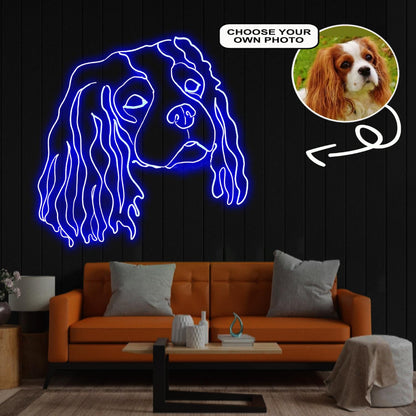 Custom Cavalier King Charles Spaniel Neon Sign with Your Dog's Photo - Personalized Pet Name Art - Unique Home Decor & Gift for Dog Lovers - Pet-Themed Lighting