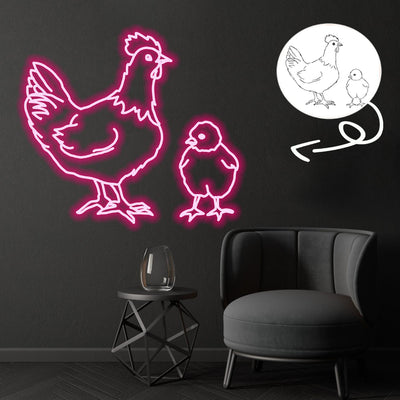 Custom Chicken Neon Sign with Your Dog's Photo - Personalized Pet Name Art - Unique Home Decor & Gift for Dog Lovers - Pet-Themed Lighting