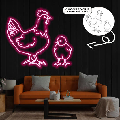 Custom Chicken Neon Sign with Your Dog's Photo - Personalized Pet Name Art - Unique Home Decor & Gift for Dog Lovers - Pet-Themed Lighting