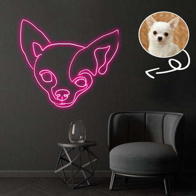 Custom Chihuahua Neon Sign with Your Dog's Photo - Personalized Pet Name Art - Unique Home Decor & Gift for Dog Lovers - Pet-Themed Lighting