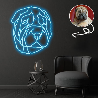 Custom Chinese shar-pei Neon Sign with Your Dog's Photo - Personalized Pet Name Art - Unique Home Decor & Gift for Dog Lovers - Pet-Themed Lighting