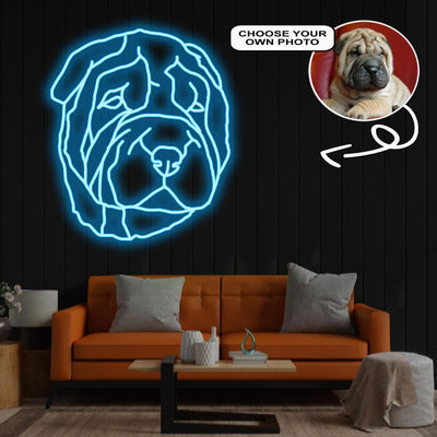 Custom Chinese shar-pei Neon Sign with Your Dog's Photo - Personalized Pet Name Art - Unique Home Decor & Gift for Dog Lovers - Pet-Themed Lighting