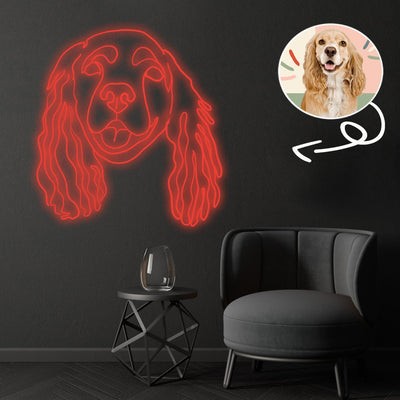 Custom Cocker Spaniel Neon Sign with Your Dog's Photo - Personalized Pet Name Art - Unique Home Decor & Gift for Dog Lovers - Pet-Themed Lighting