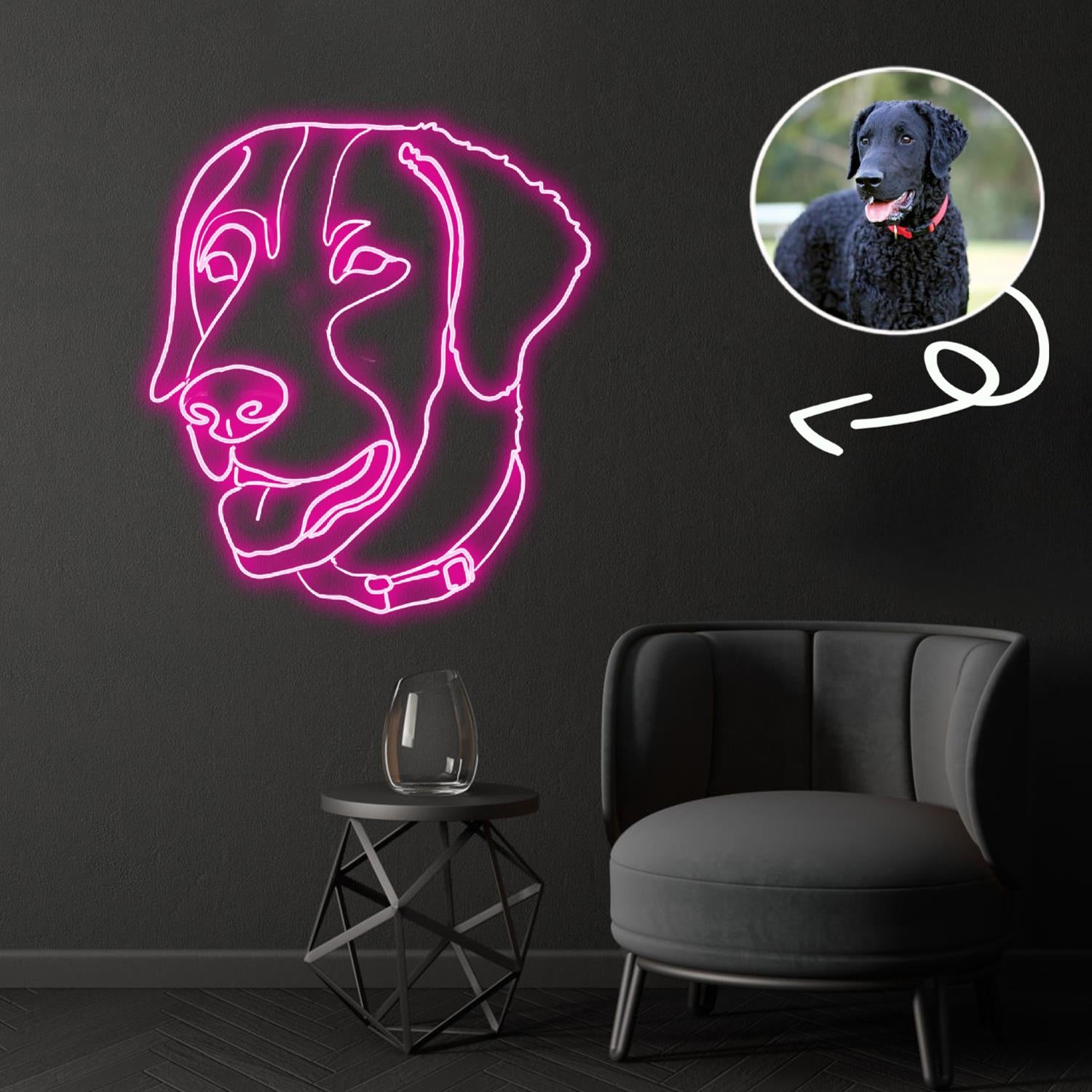 Custom Curly-coated retriever Neon Sign with Your Dog's Photo - Personalized Pet Name Art - Unique Home Decor & Gift for Dog Lovers - Pet-Themed Lighting